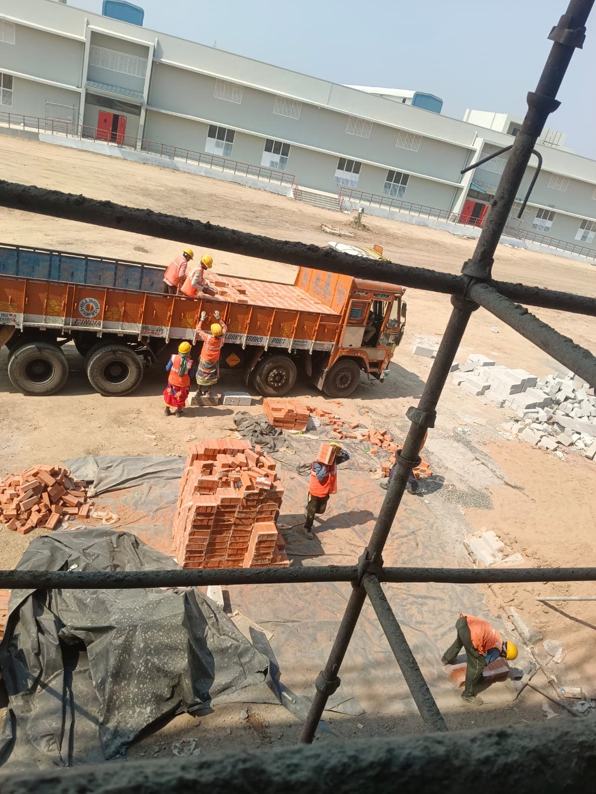 Heavy 10-Wheeler Lorry Brick Delivery on Site
